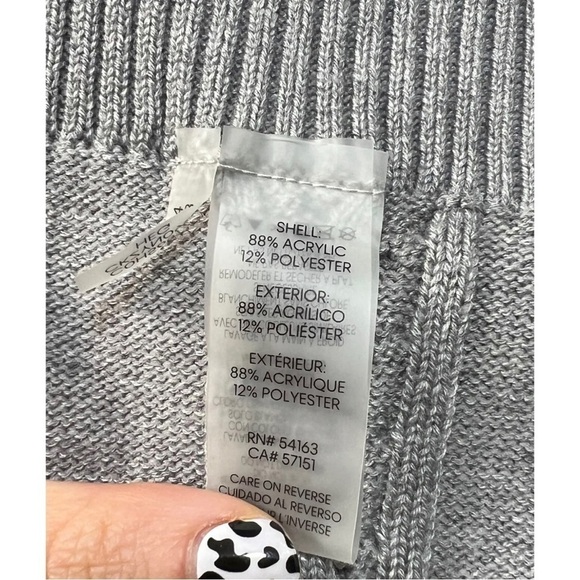Calvin Klein Sz S / M Gray Cable Knit Poncho Sweater Cable Knit Cowl Turtleneck - Picture 3 of 9